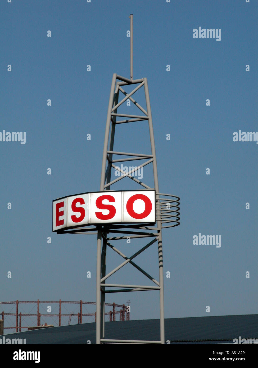 Esso Petrol Station corporate branding sign, East London, 2002. Stock Photo