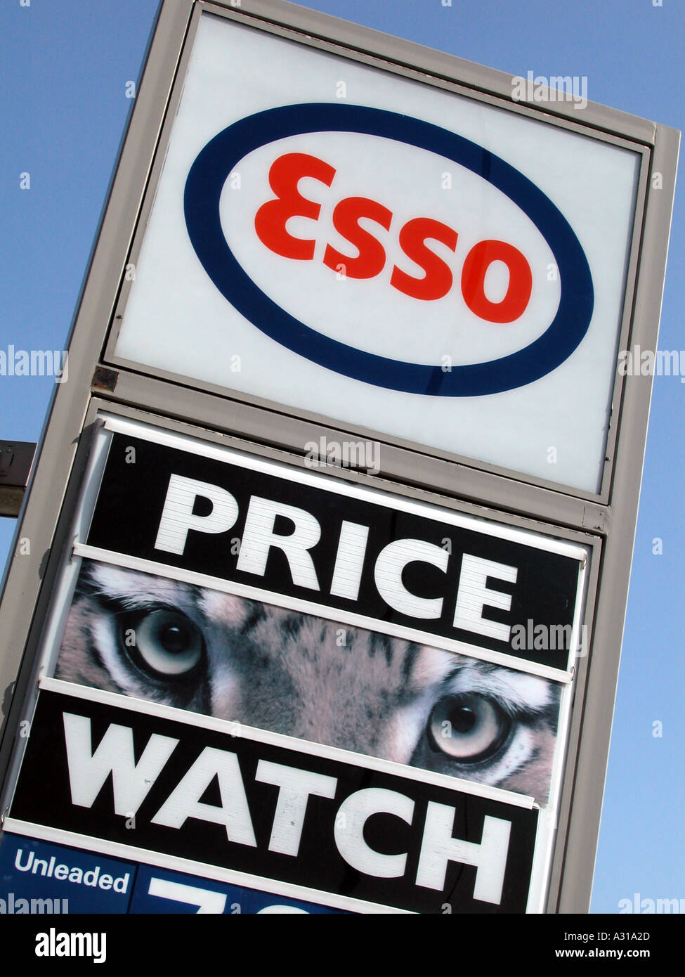 Esso Petrol Station corporate branding sign, East London, 2002. Stock Photo