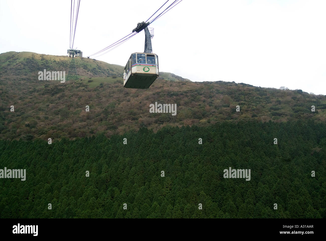 Suspended cable car to the top of Mount Komagatake (1357 m.) Fuji