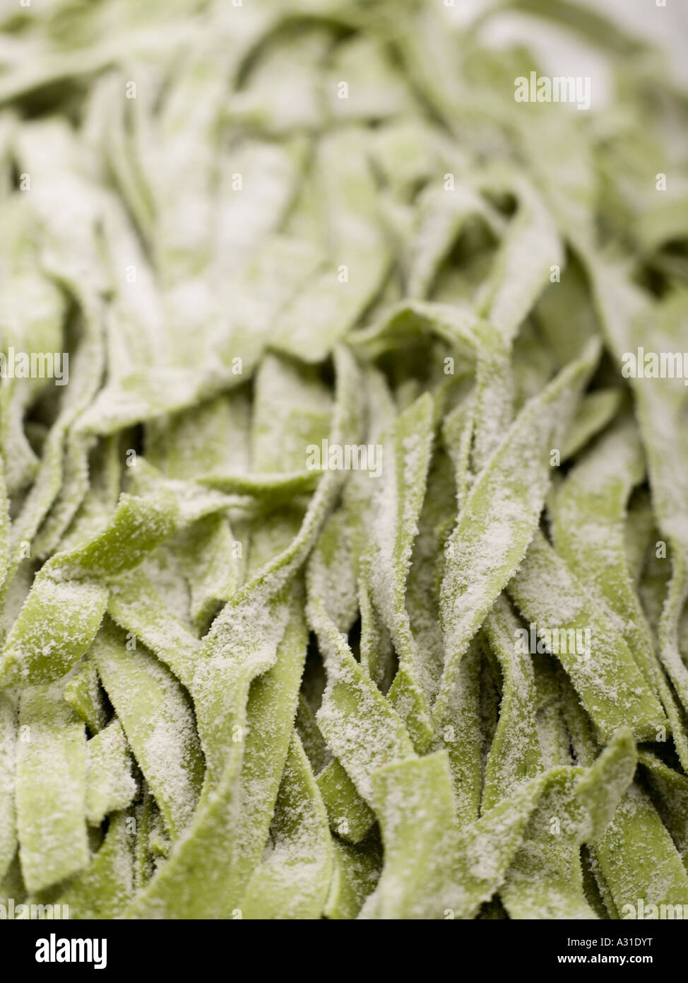 Fresh spinach fettuccine Stock Photo