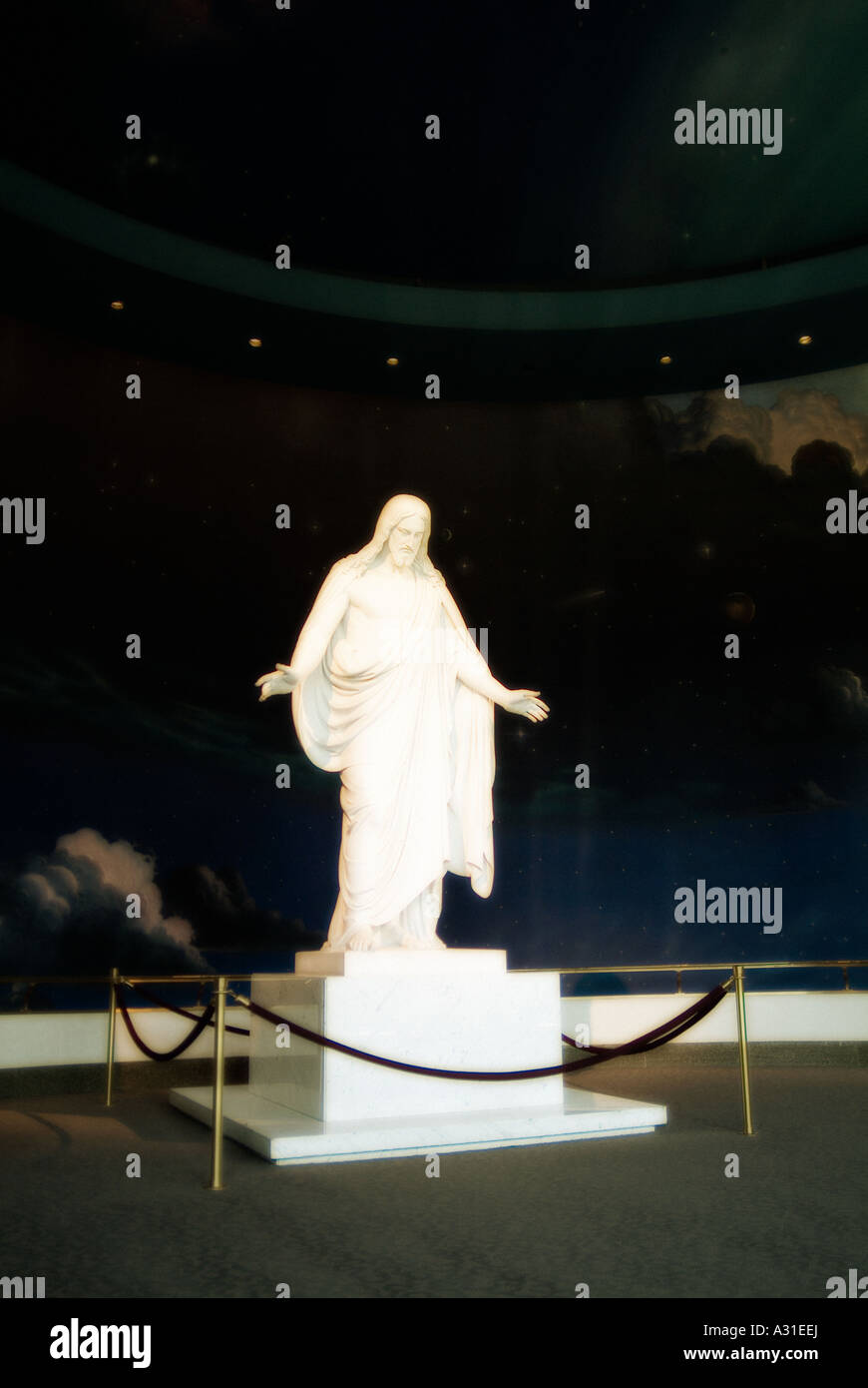 Jesus Christ sculpture at Salt Lake Assembly Hall. Capitol Hill. Salt Lake City. Utah state. USA