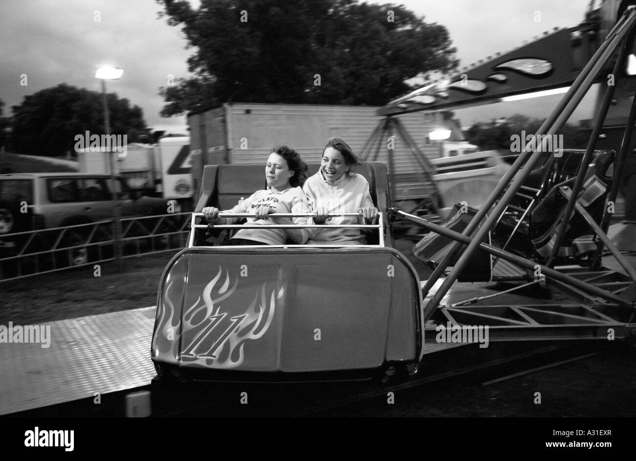 Fun fair fairground ride Black and White Stock Photos & Images - Alamy