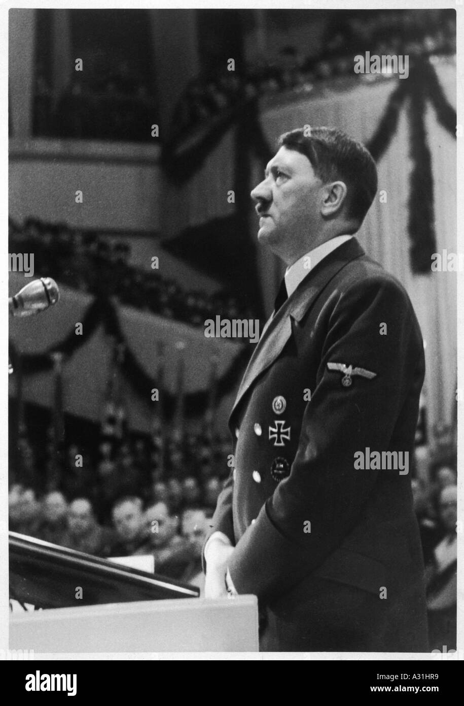 Hitler Speaks At Palace Stock Photo