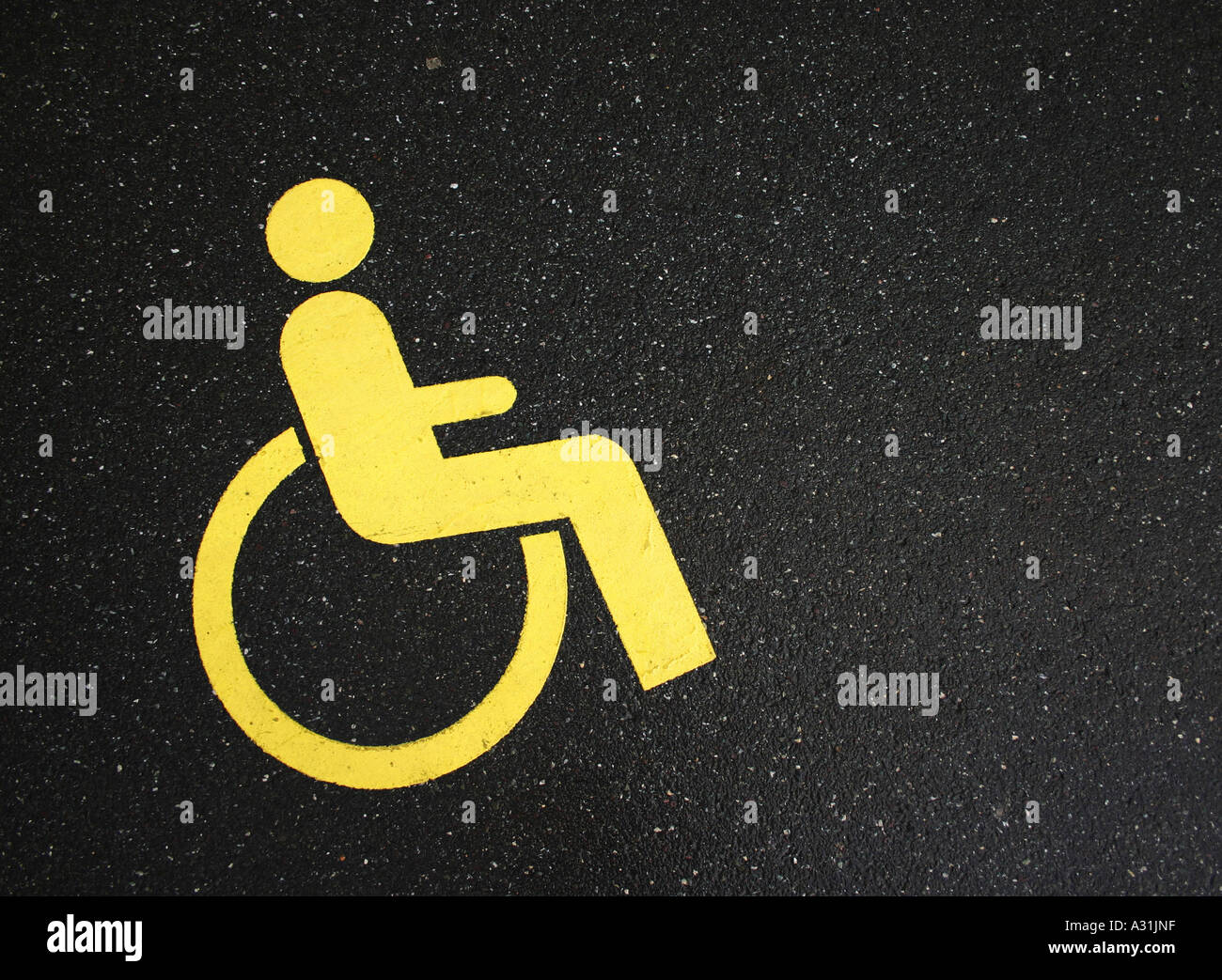 Disabled driver sign on road Stock Photo