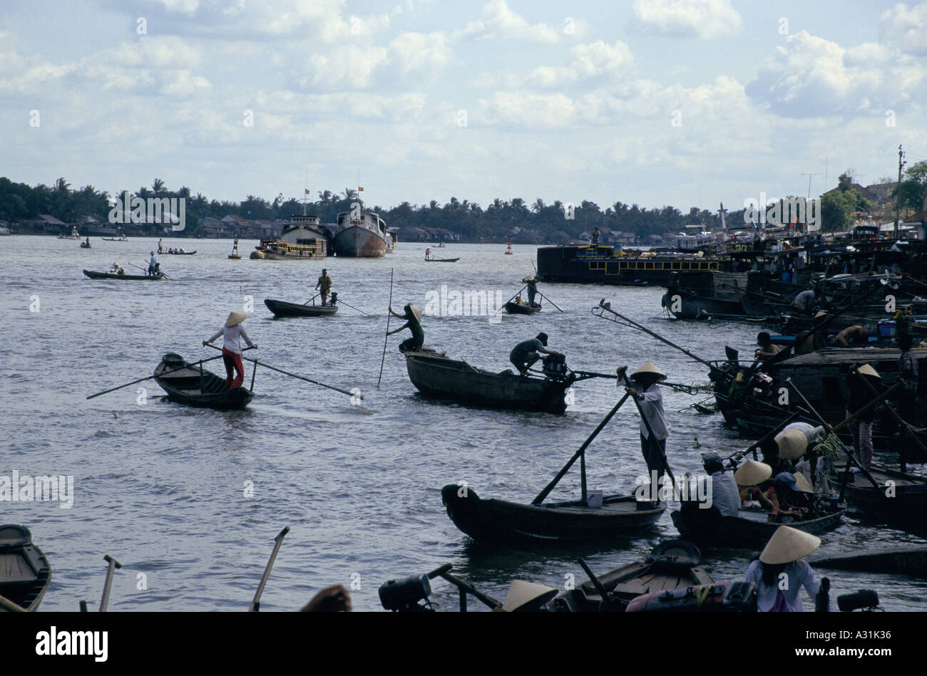 mekong delta vietnam boats at can tho on the mekong delta 1996 Stock Photo