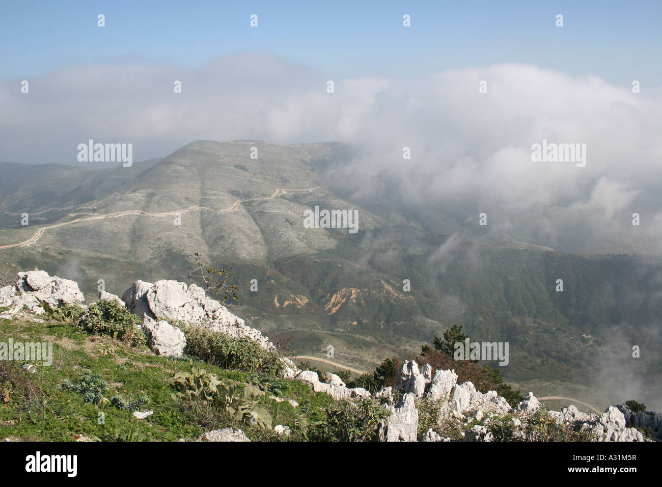 Mountain view from Pantokrator, Corfu, Greece. Stock Photo