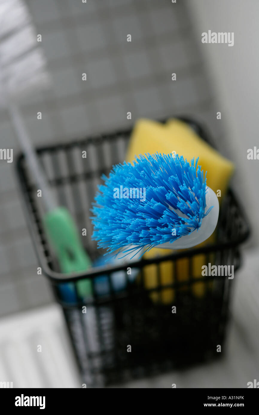 Collection of cleaning utensils Stock Photo Alamy