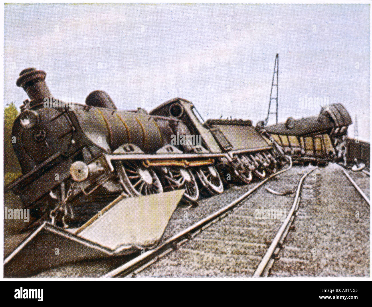 Train Derailed 1914 Stock Photo Alamy
