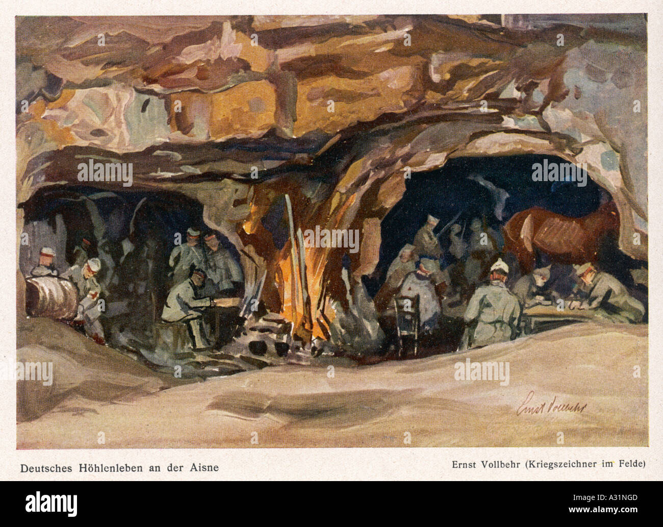 German Dug Outs 1915 Stock Photo