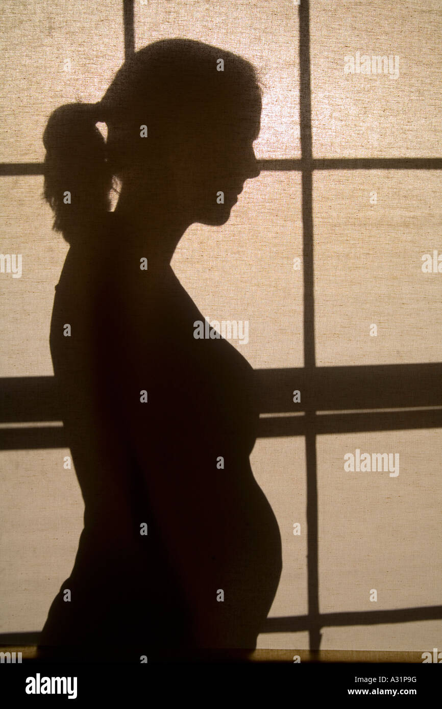 Silhouette of pregnant woman Stock Photo - Alamy