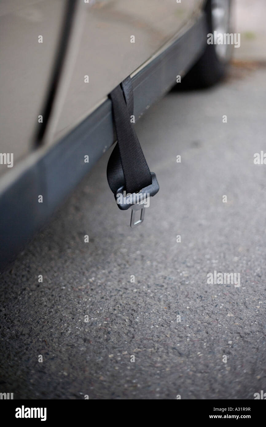 Seat belt stuck in car door Stock Photo Alamy