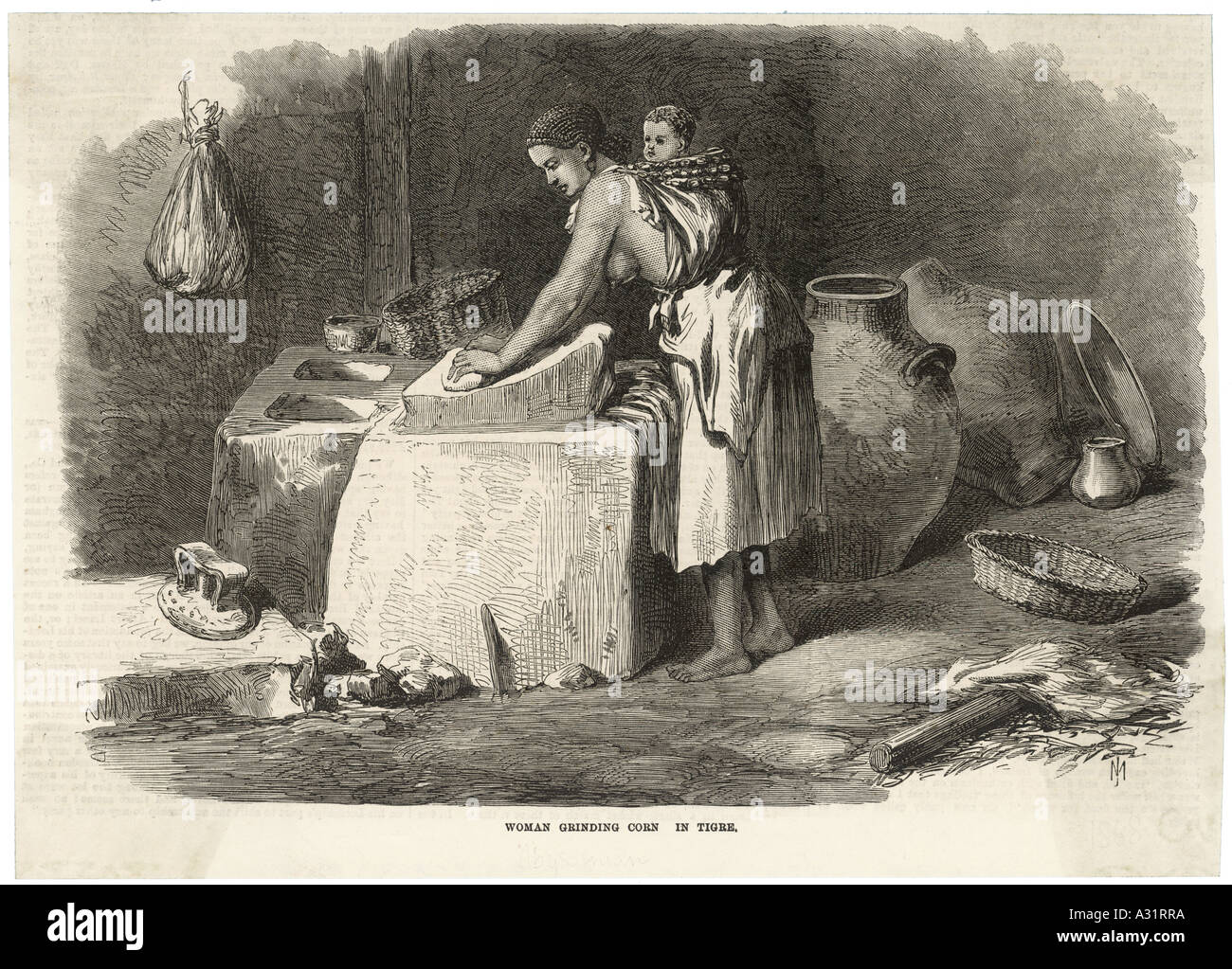 Grinding Corn Ethiopia Stock Photo Alamy