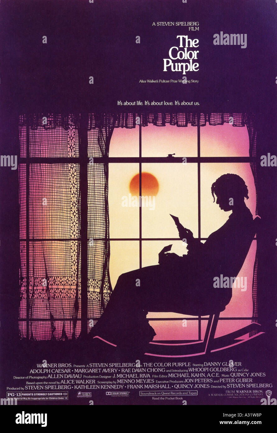 THE COLOUR PURPLE poster for 1985 Warner/Amblin film with Whoopi Goldberg Stock Photo