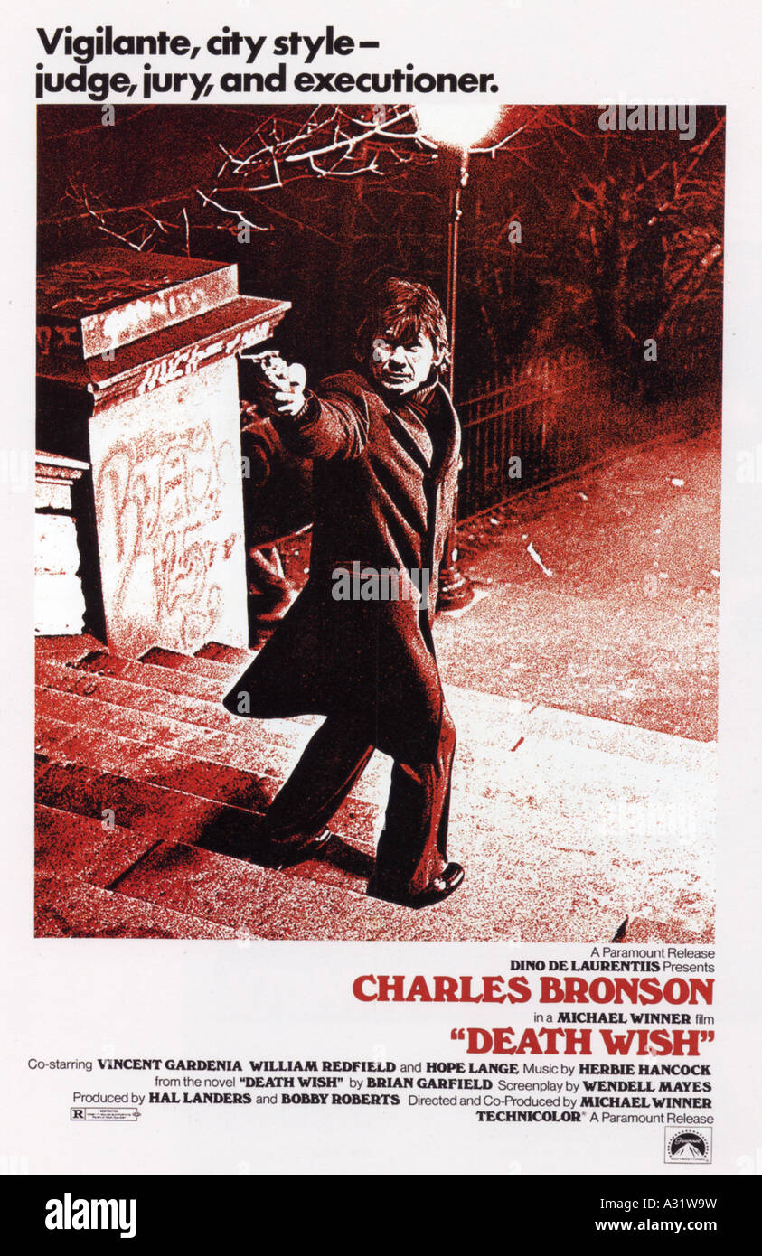 DEATH WISH poster for 1974 Paramount film with Charles Bronson Stock Photo