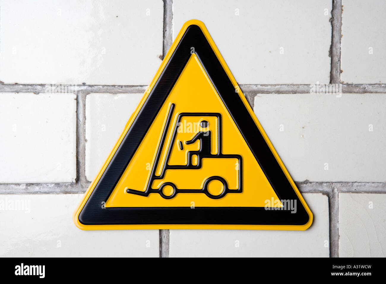 Forklift warning sign Stock Photo