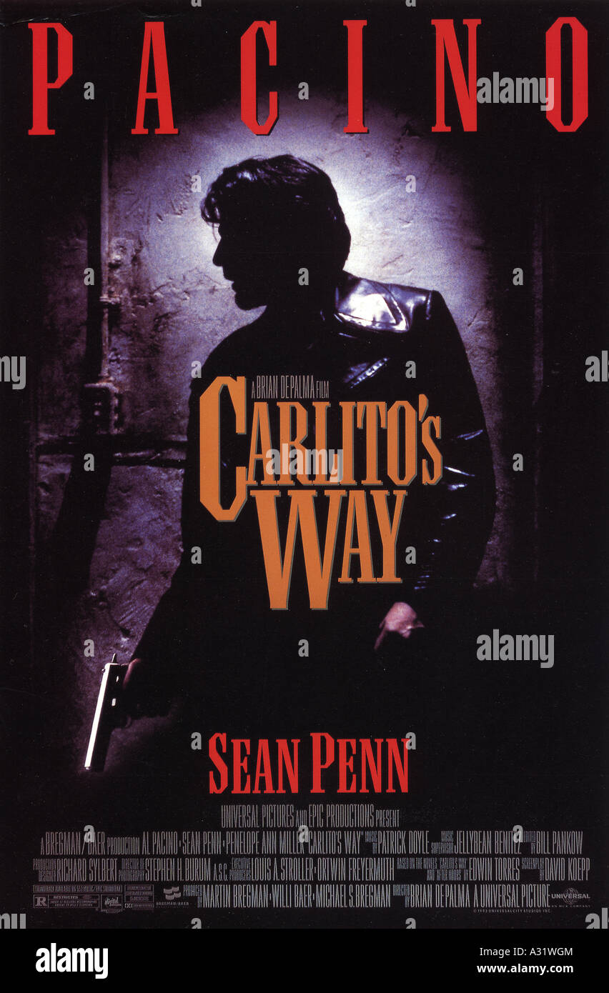 CARLITO'S WAY poster for 1993 Universal film with Sean Penn and Al Pacino Stock Photo