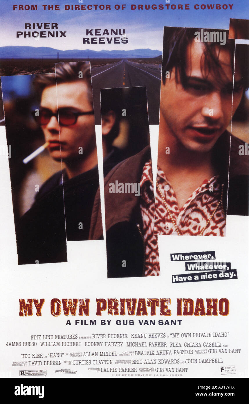 MY OWN PRIVATE IDAHO poster for 1991 New Line film with River Phoenix and Keanu Reeves Stock Photo