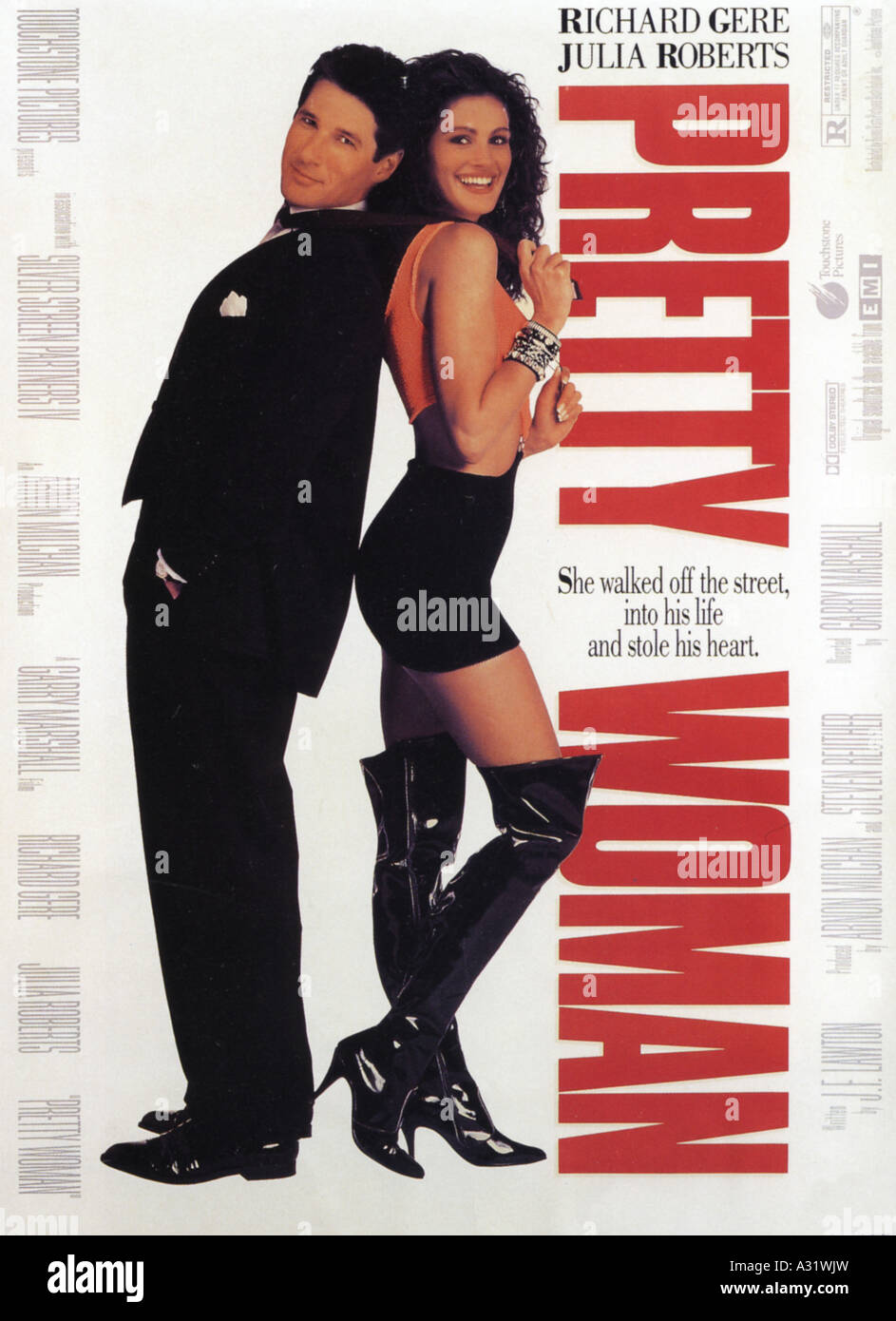 PRETTY WOMAN poster for 1990 Buena Vista/Touchstone film with Richard Gere and Julie Roberts Stock Photo