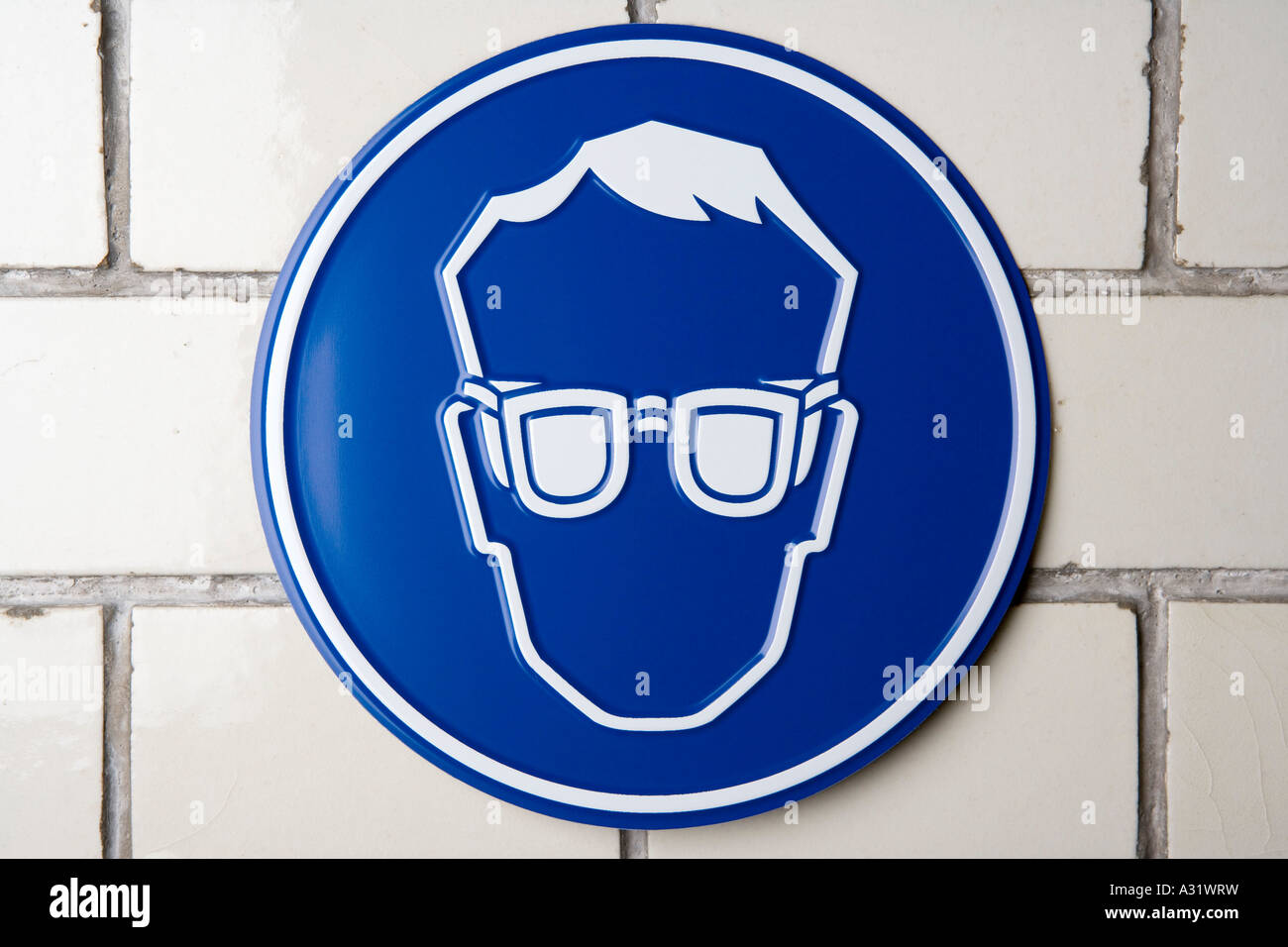Protective eyewear caution sign Stock Photo Alamy