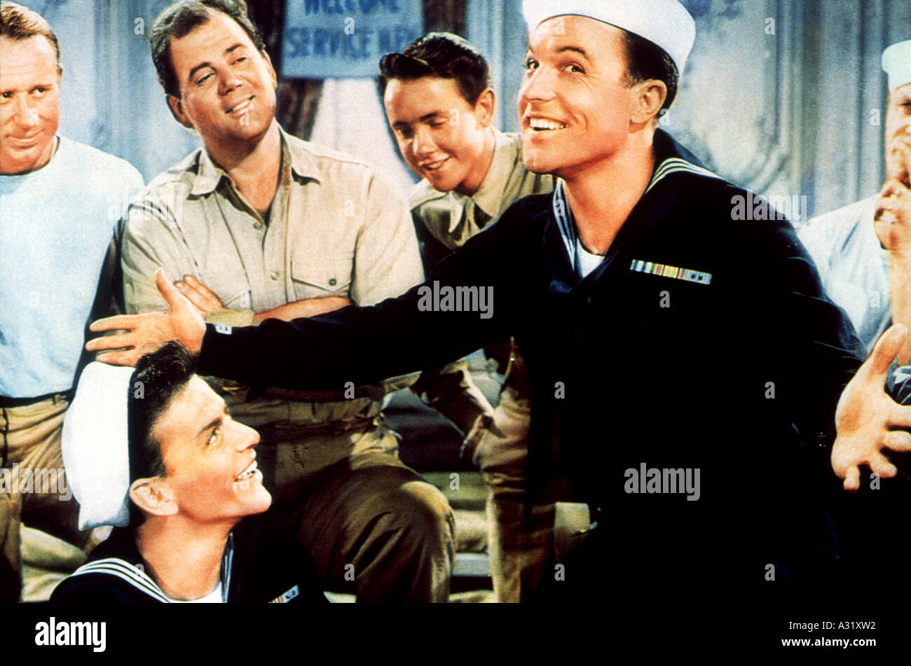 ANCHORS AWEIGH Frank Sinatra at left and Gene Kelly in the 1945 MGM musical Stock Photo