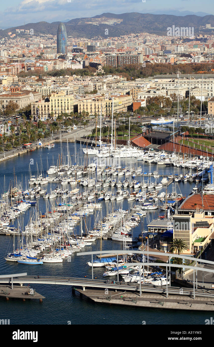 Aerial view of Barcelona city and marina Stock Photo - Alamy