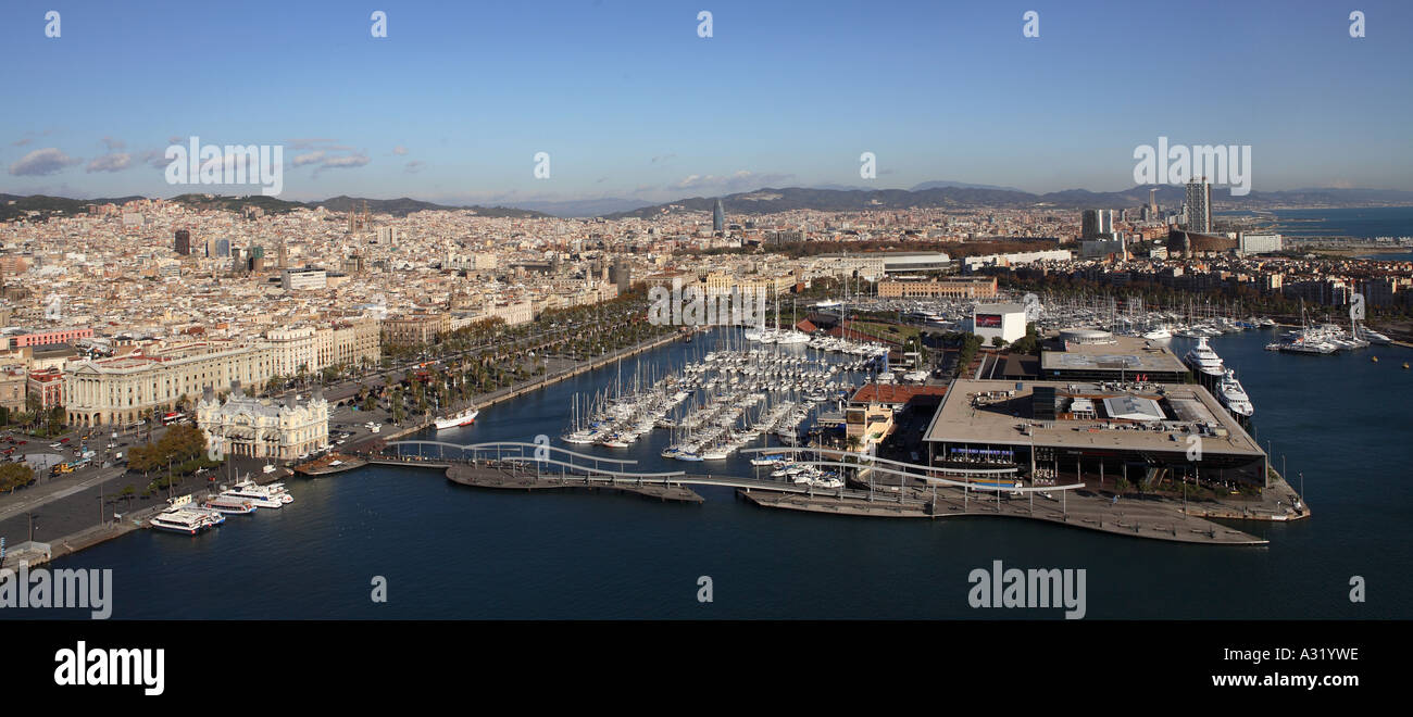 Aerial view of Barcelona city and marina Stock Photo - Alamy