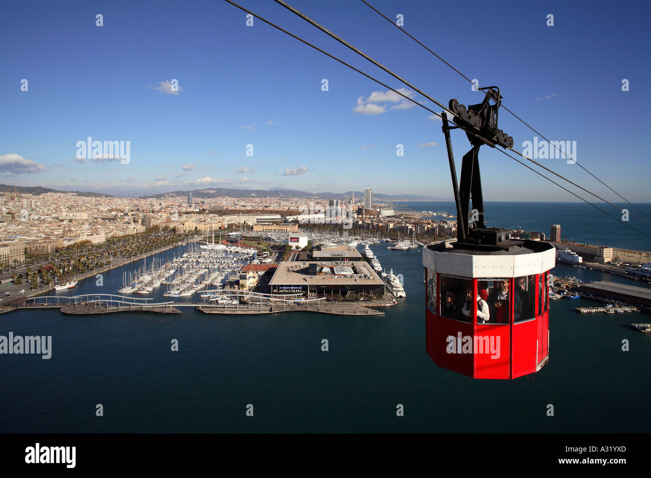 Aerial view of Barcelona city and marina Stock Photo - Alamy