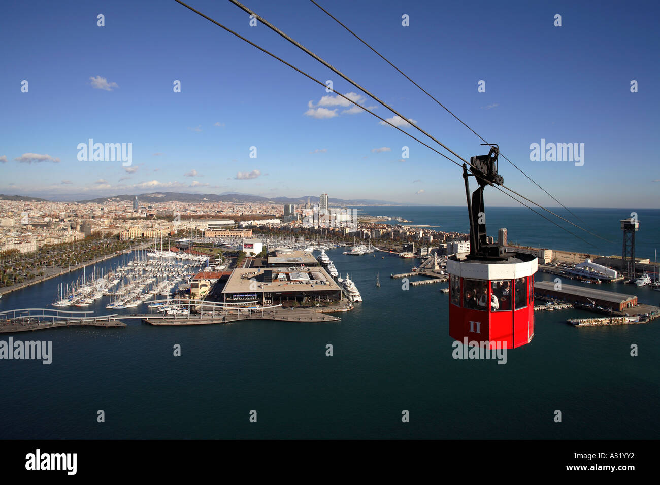 Aerial view of Barcelona city and marina Stock Photo - Alamy