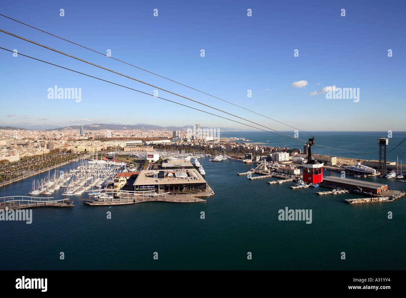 Aerial view of Barcelona city and marina Stock Photo - Alamy