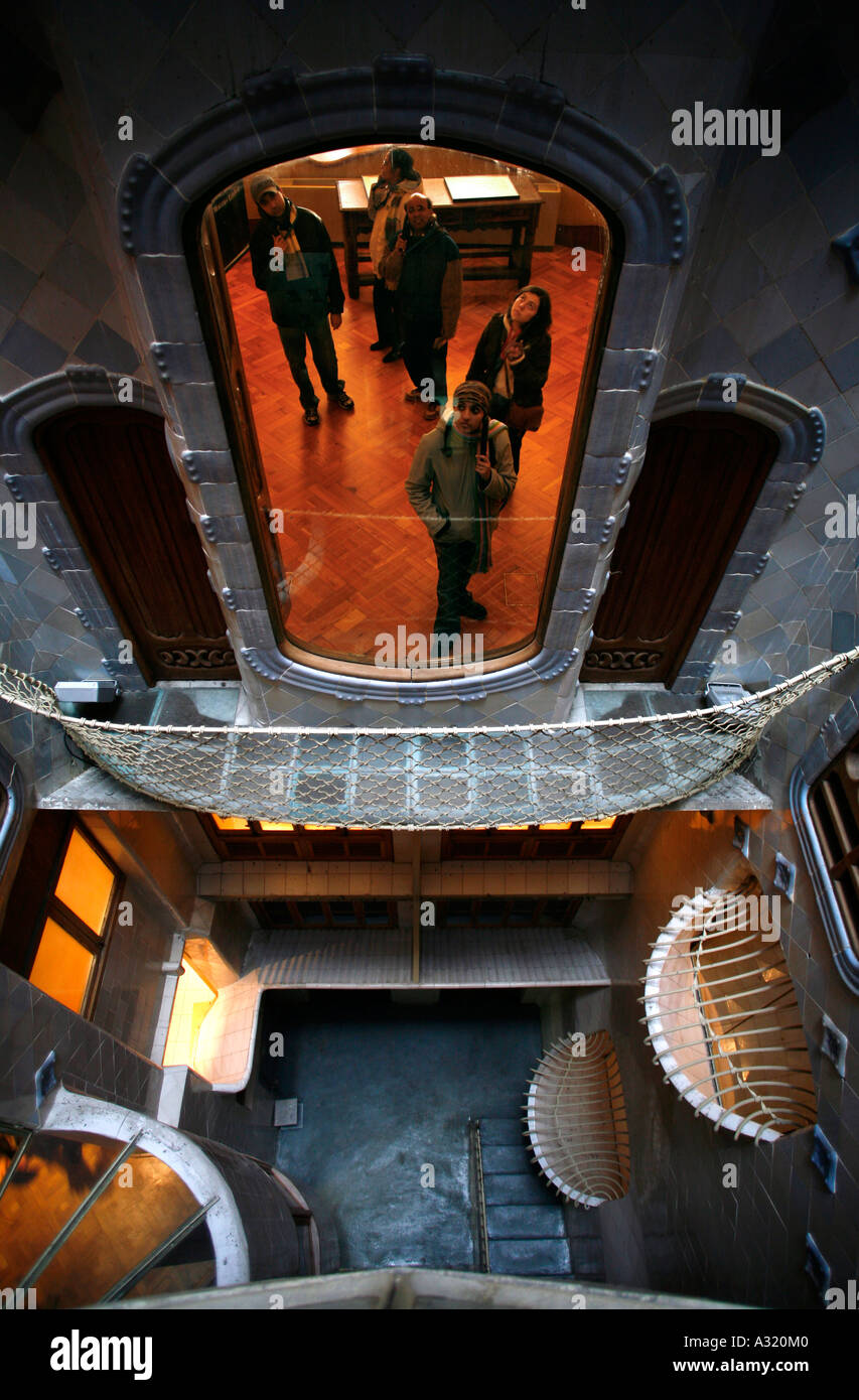 View looking down central stairwell to reception room of Casa Batllo, Barcelona Stock Photo