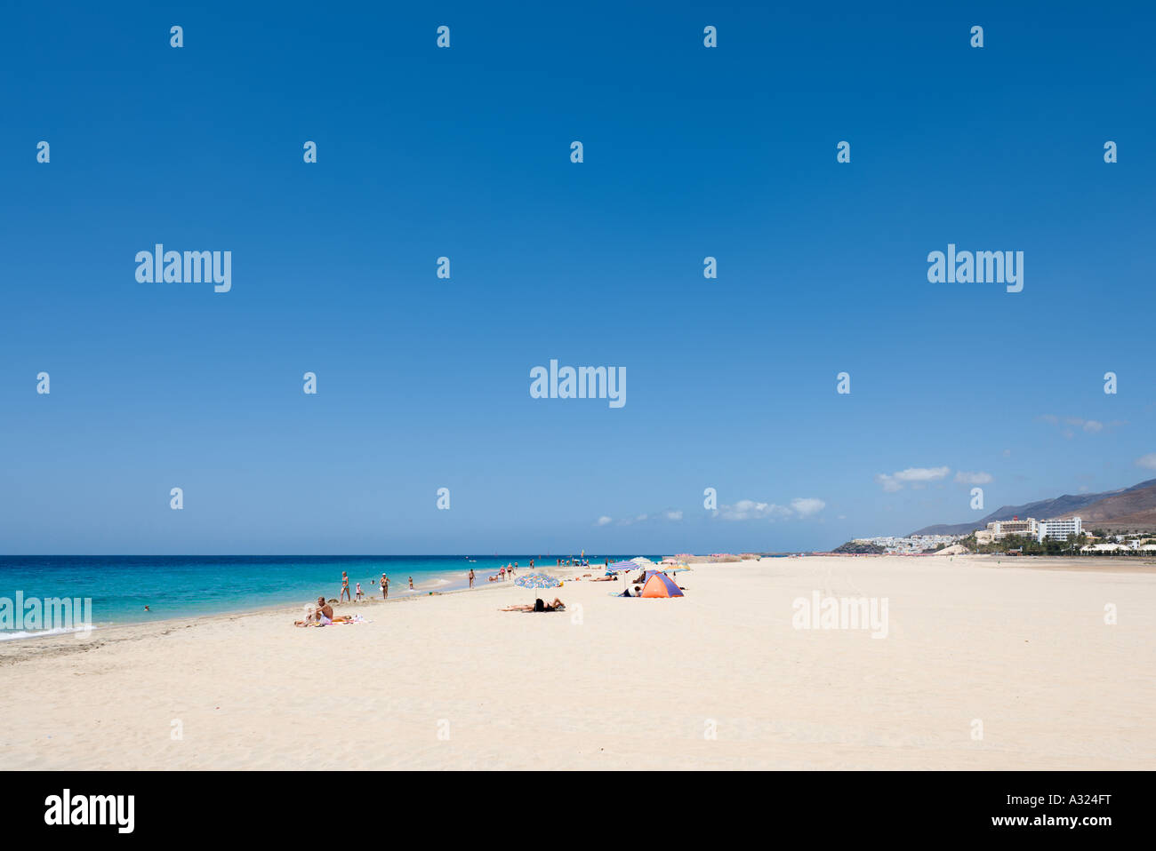 Beach of Playa del Matorral, Jandia (Morro Jable), Fuerteventura, Canary Islands, Spain Stock Photo
