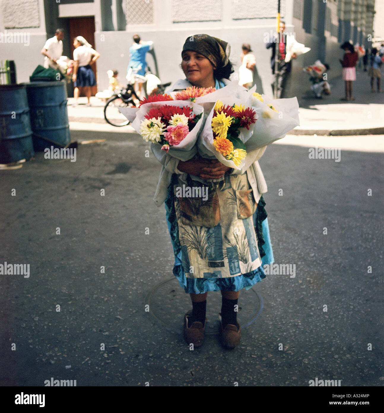 Flower Seller, District Six, Cape Town, South Africa (1970's) Stock Photo