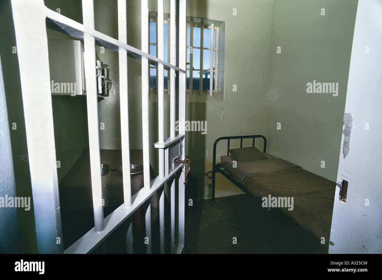 Nelson Mandela's Prison Cell, Robben Island, Cape Town, South Africa Stock Photo