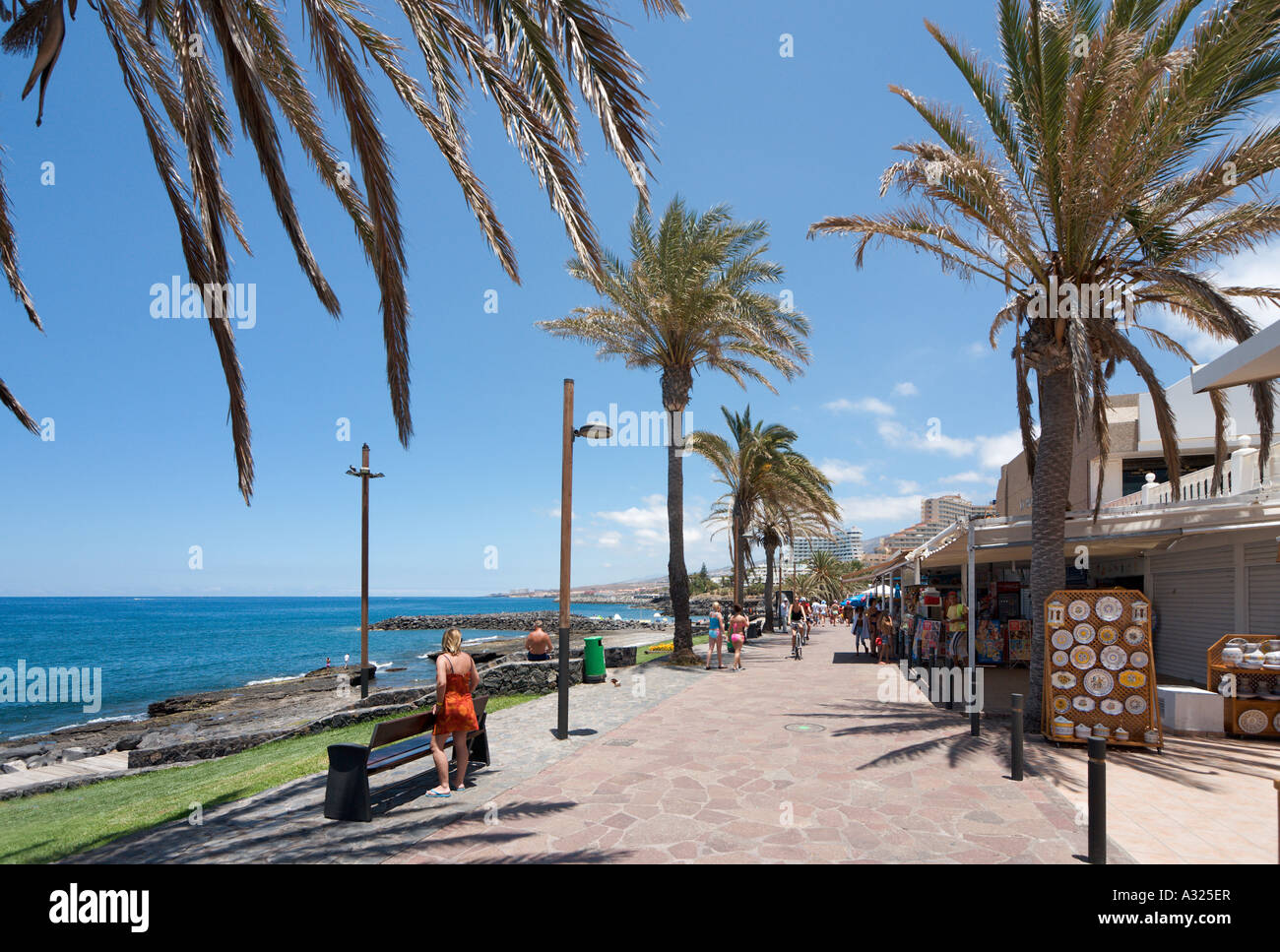 Seafront promenade, Playa de las Americas, Tenerife, Canary Islands, Spain  Stock Photo - Alamy