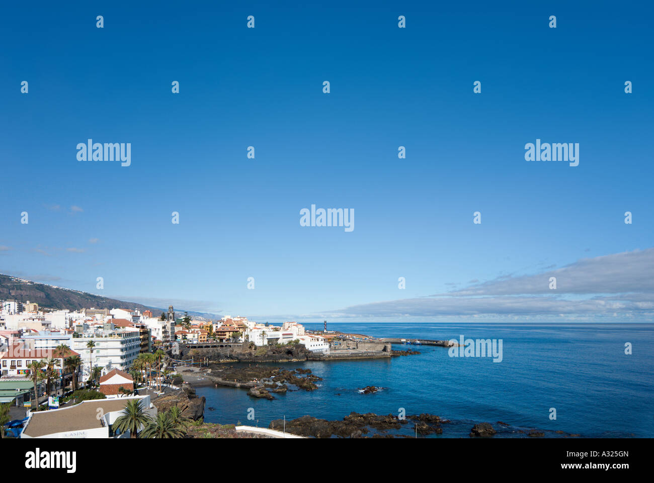 View over Playa San Telmo, Puerto de la Cruz, Tenerife, Canary Islands, Spain Stock Photo