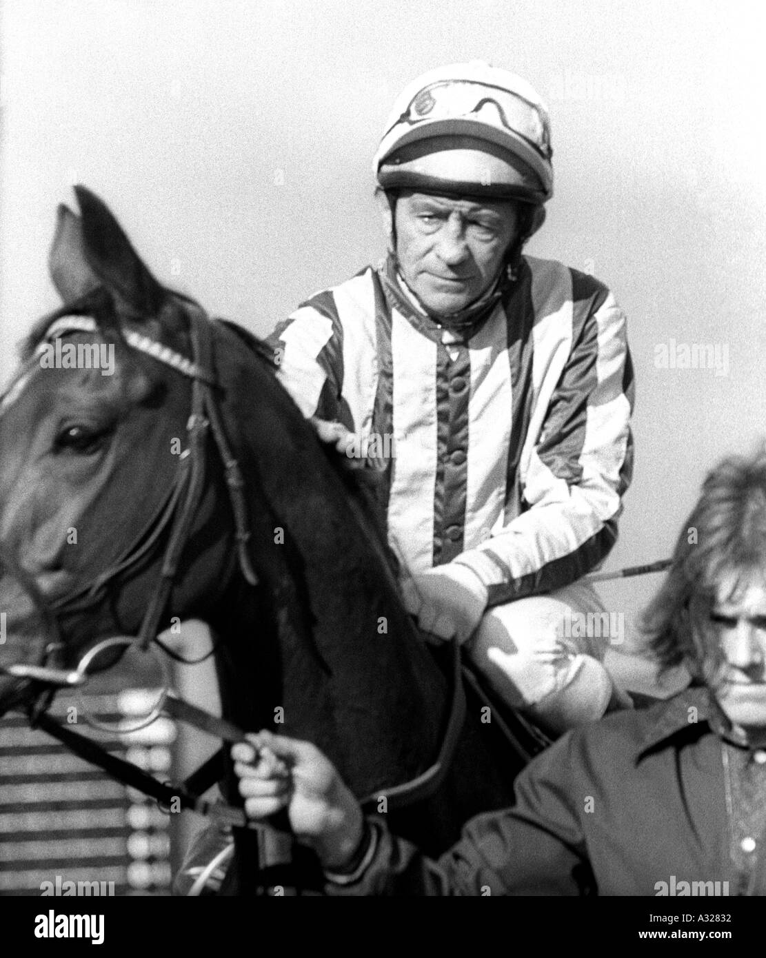 Vintage late 1970s UK Newmarket Racecourse Jockey Frankie Durr  Stock Photo