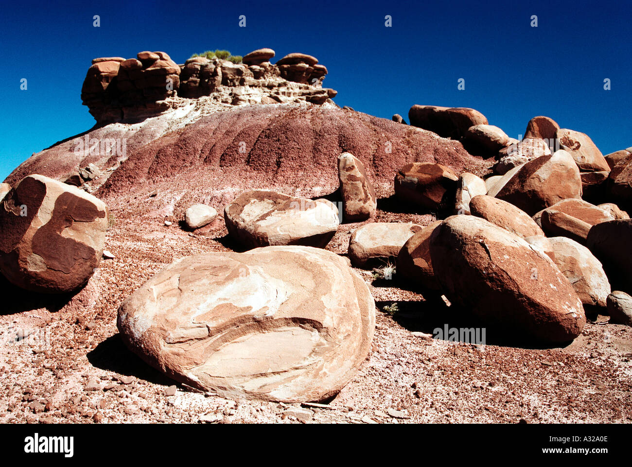 Amerian landscape rocks stones mountain at Petrified Forest National Park Arizona United States of America Stock Photo