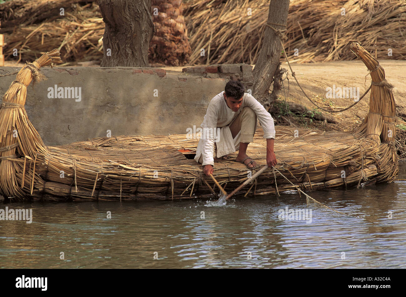 Example of a boat made from papyrus reeds, Pharaonic Village, Cairo
