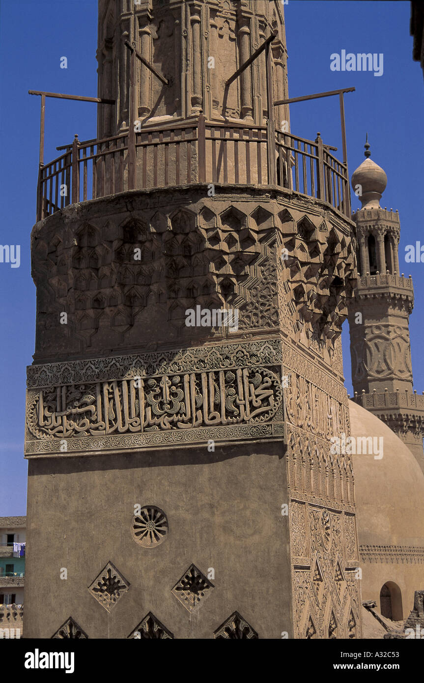 Minaret of the Sultan al-Nasir Muhammad ibn Qalawun Mosque, Cairo 1314, Egypt Stock Photo