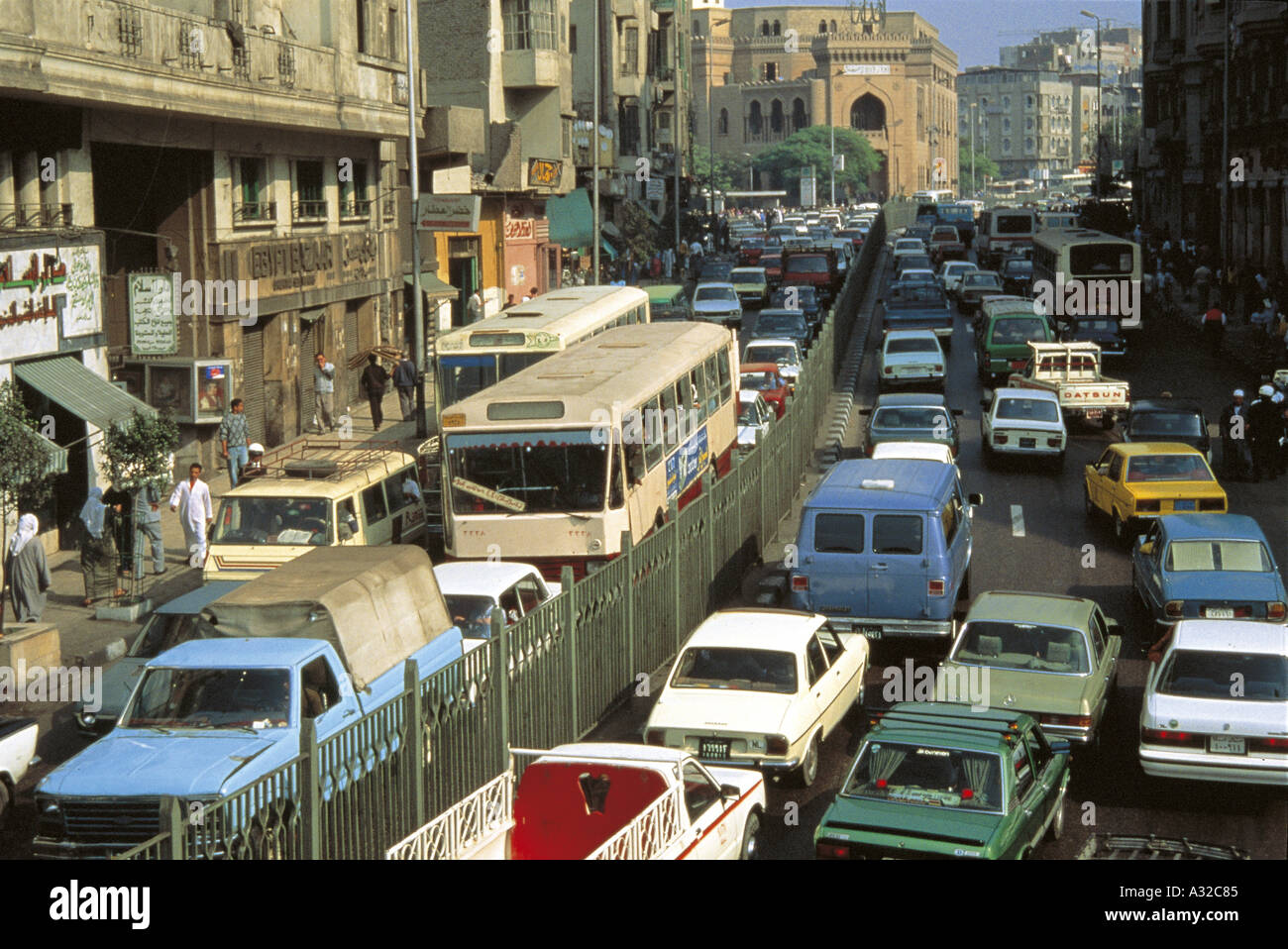 Traffic jam in central Cairo Stock Photo