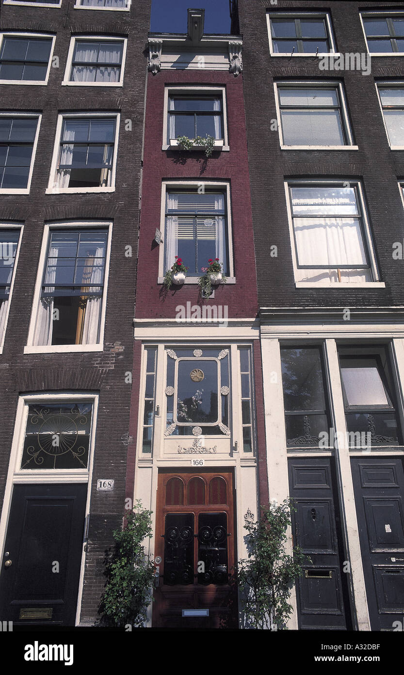 Narrow Canal House with pulley for hoisting up furniture, Amsterdam
