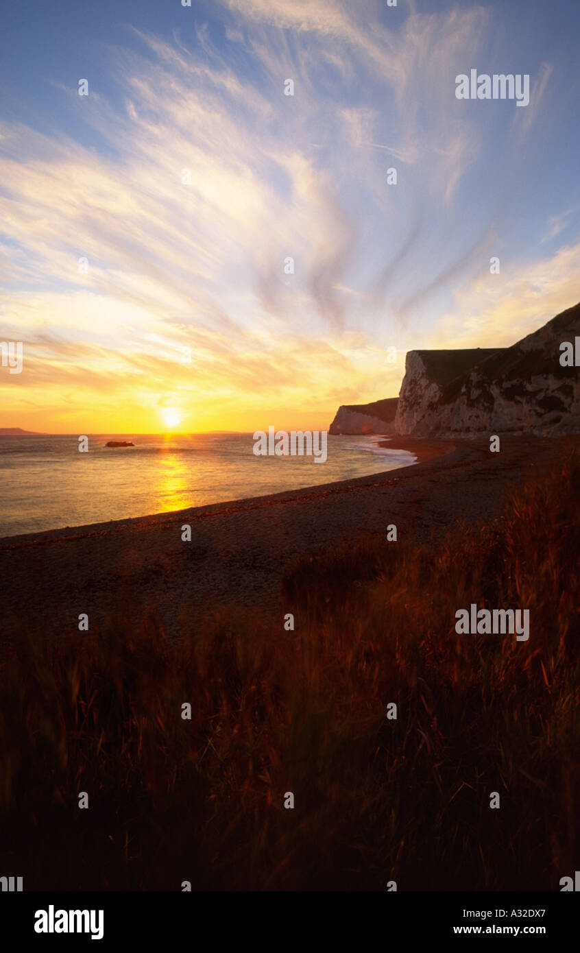 Sunset at Durdle Door in Dorset county England UK Stock Photo