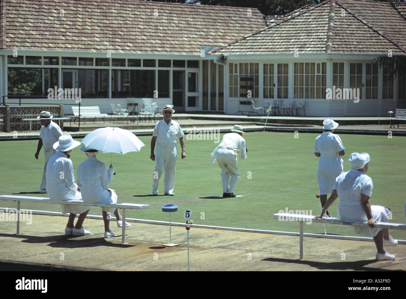 A mixed bowls tournament in New South Wales Stock Photo
