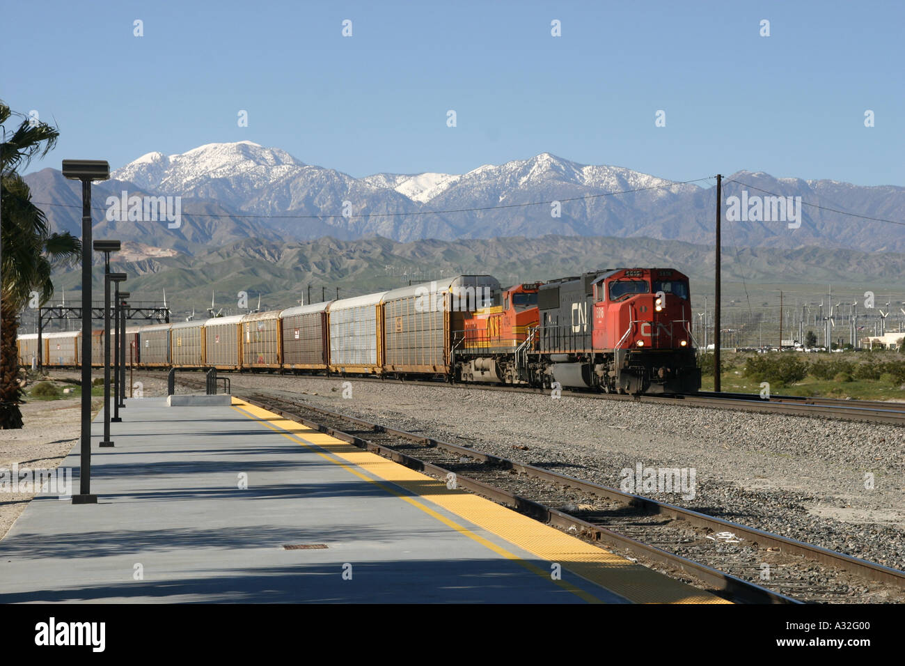 Freight Train North Palm Springs USA Stock Photo Alamy