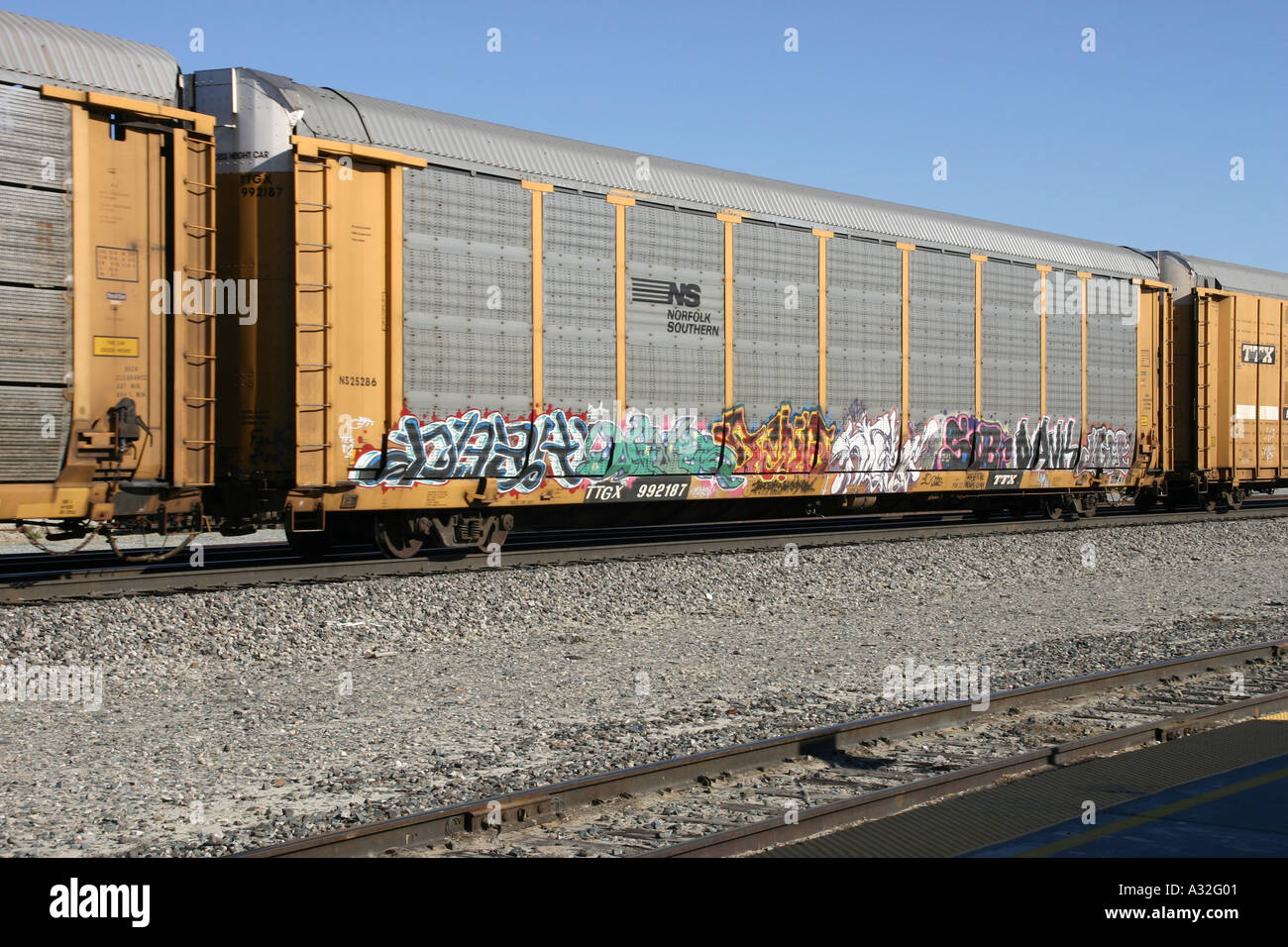 Freight Car with Graffiti Stock Photo Alamy