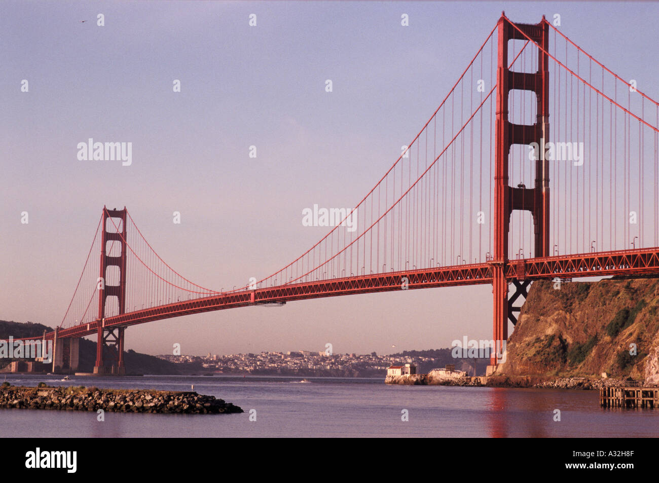 Golden Gate Bridge San Francisco sunrise California USA from Marin ...