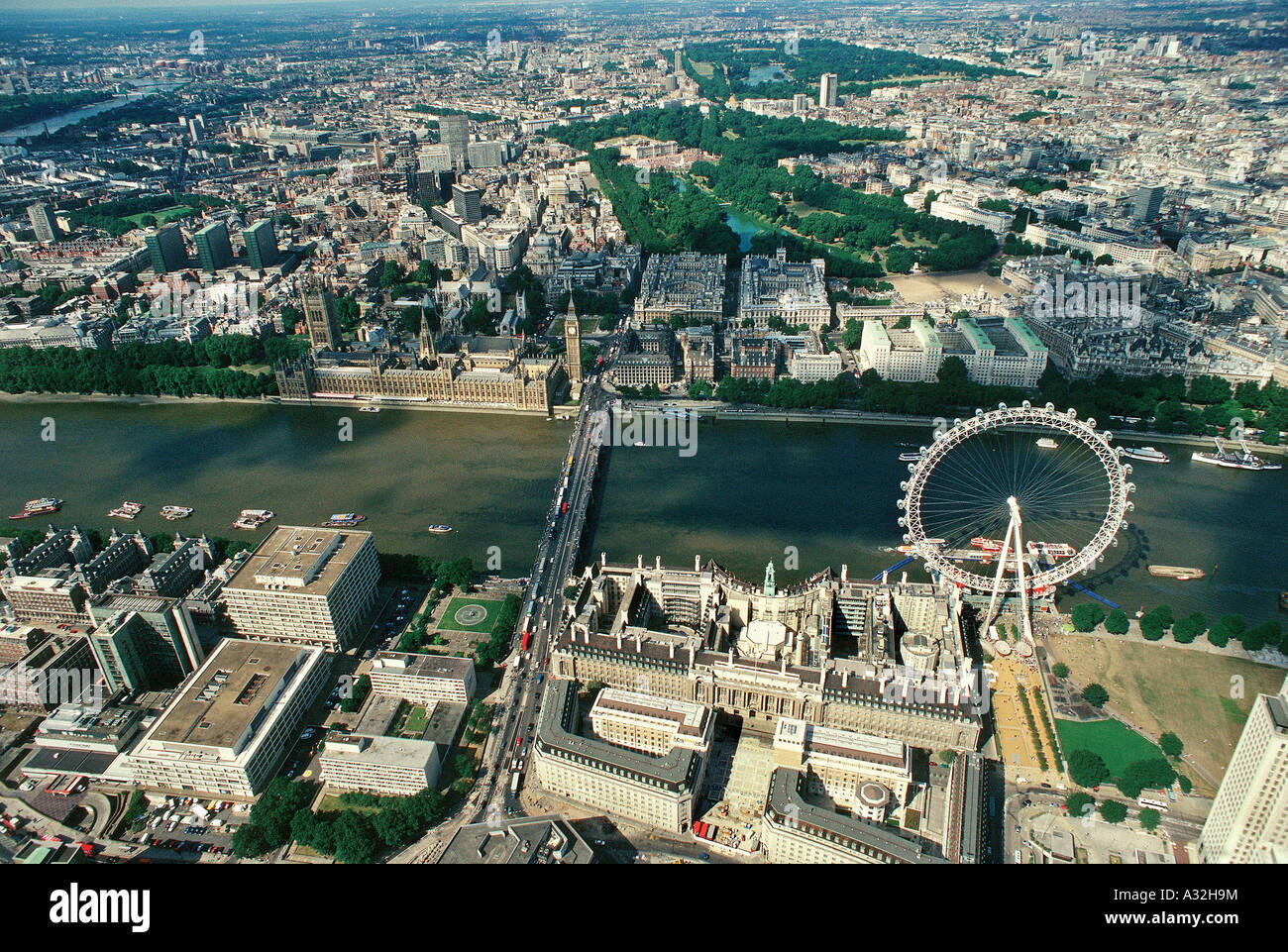 Aerial view of London and the River Thames, United Kingdom Stock Photo