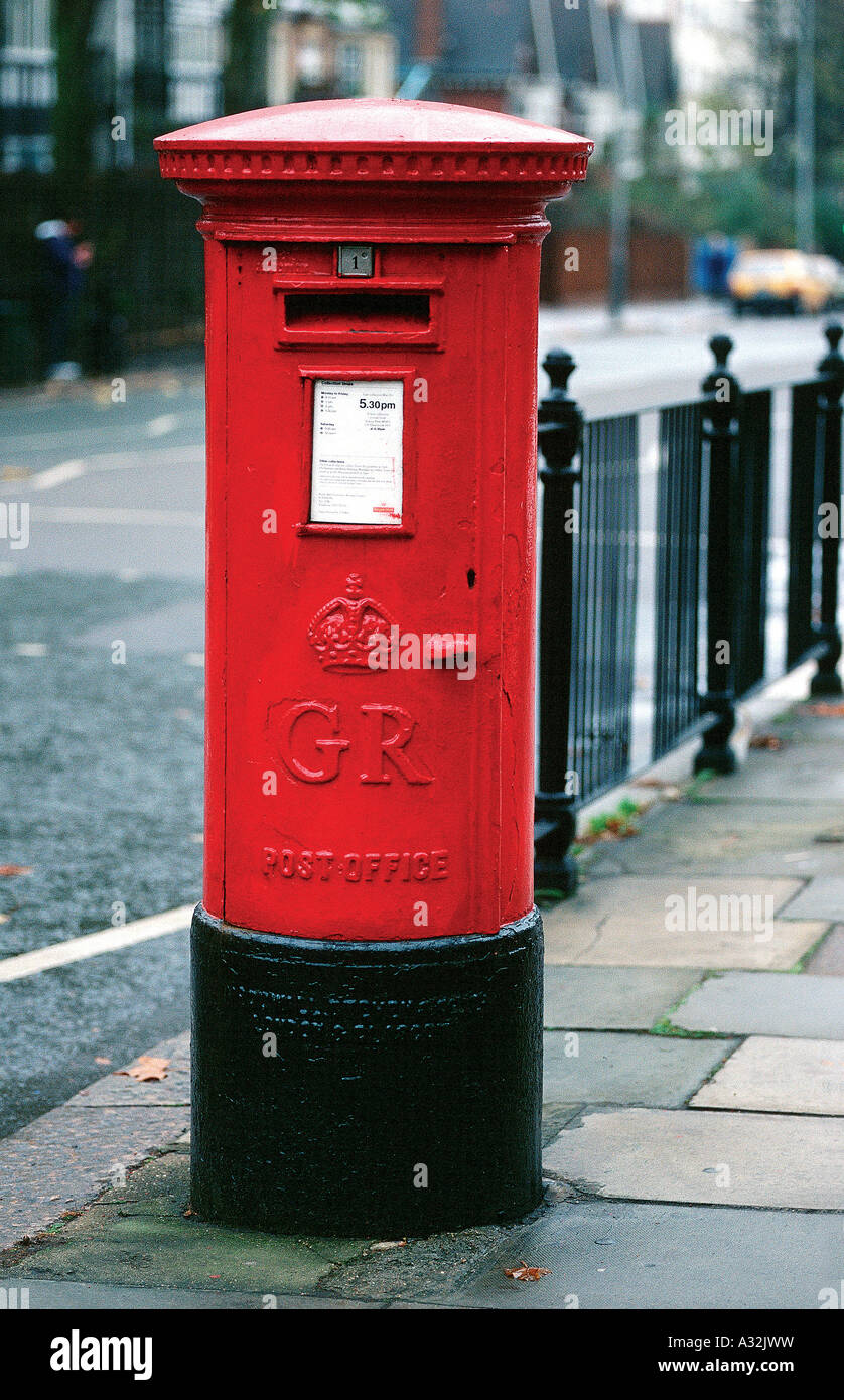 Red London Post Box, London, United Kingdom Stock Photo