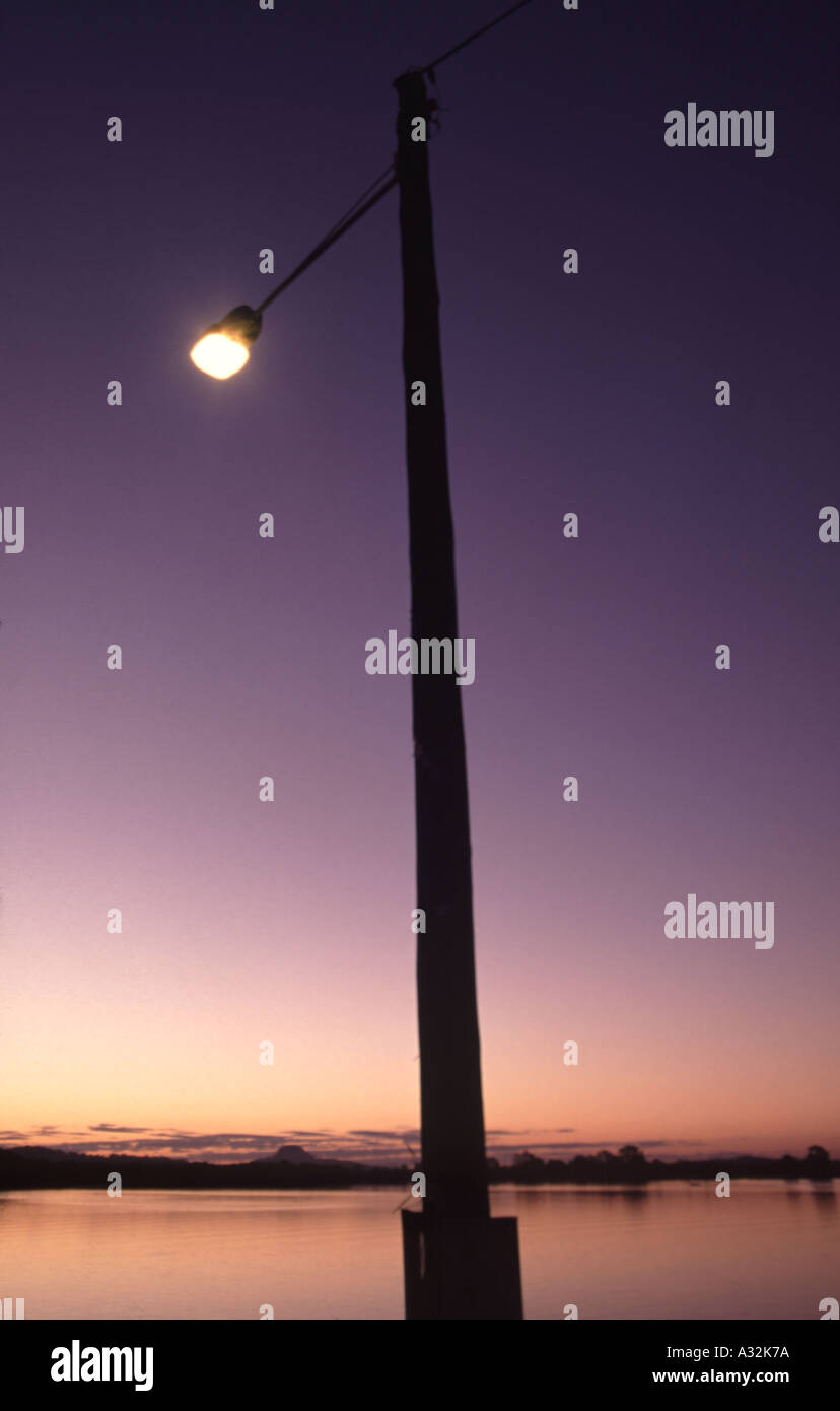 street light purple sunset sky queensland australia Stock Photo Alamy