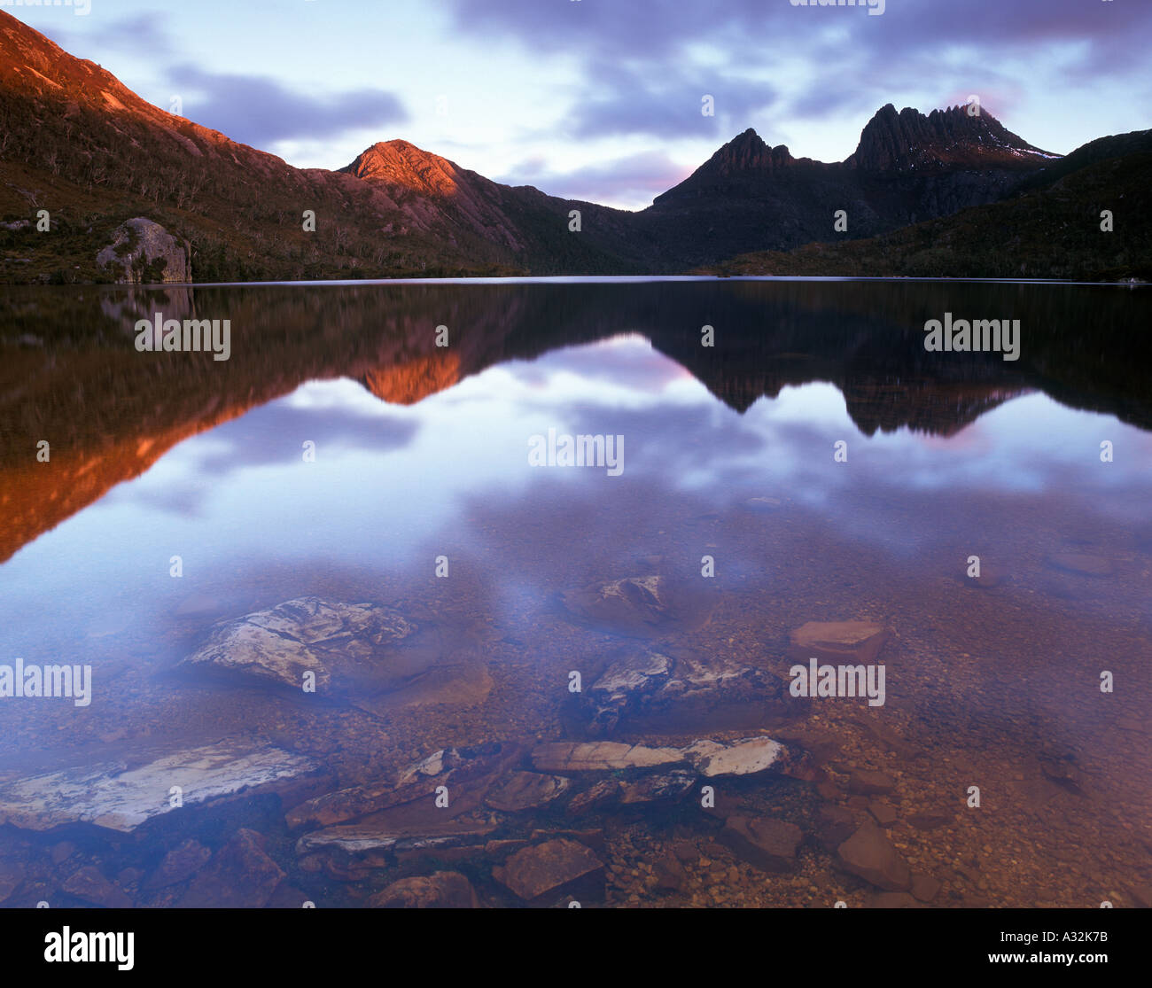 Clear water at cradle mountain Stock Photo